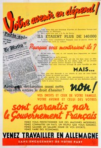 Francia munkások Németországért plakát, c1942-c1944