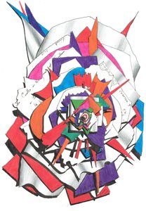Fent, 2017, (színes tinta papíron)
