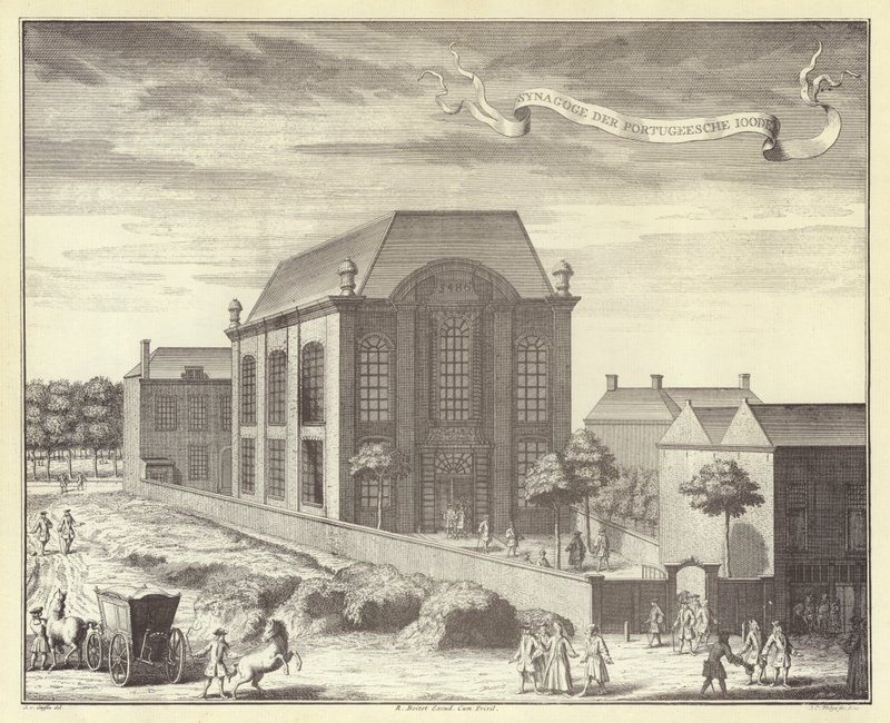 A portugál zsinagóga, Amszterdam (metszet) alkotó: (after) Dutch School