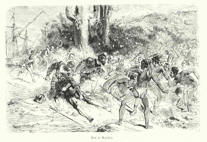 Ferdinand Magellán halála alkotó: (after) French School