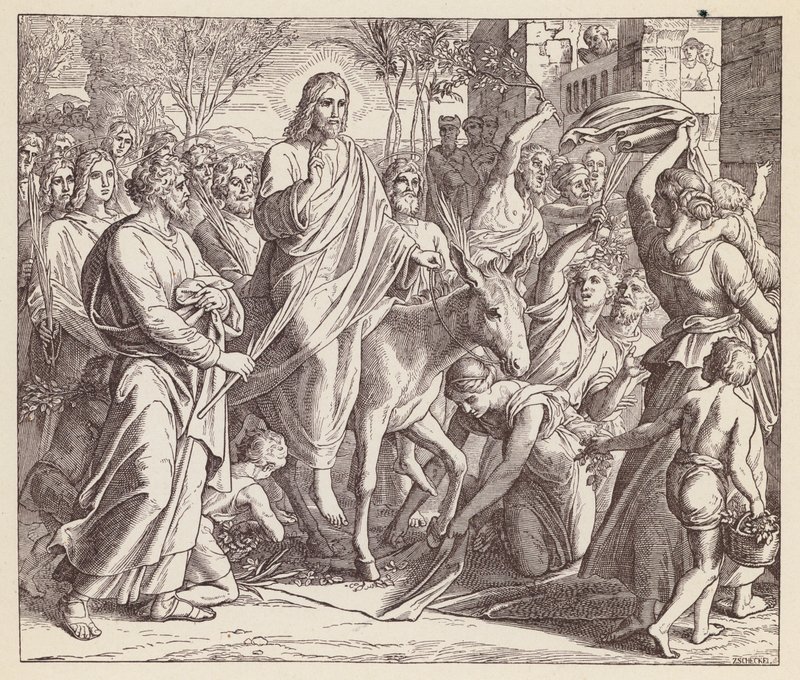 Jézus bevonul Jeruzsálembe (litográfia) alkotó: (after) German School