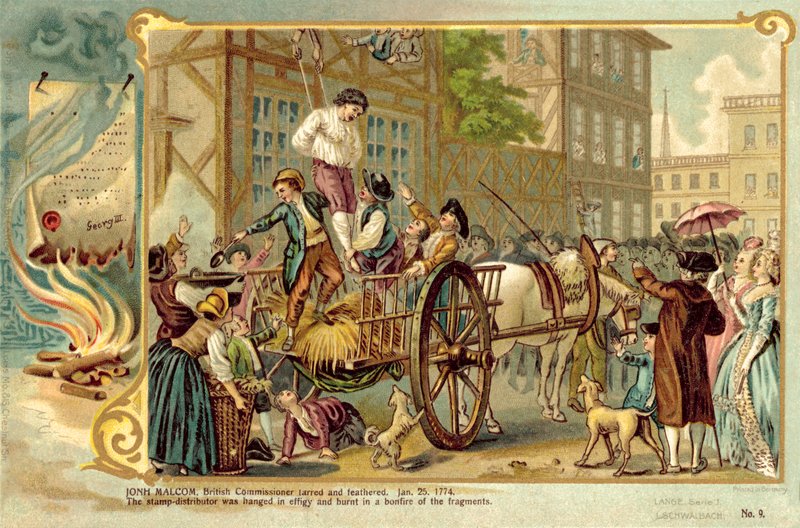 John Malcolm brit biztos, kátrányos és tollas, 1774. január 25 alkotó: American School