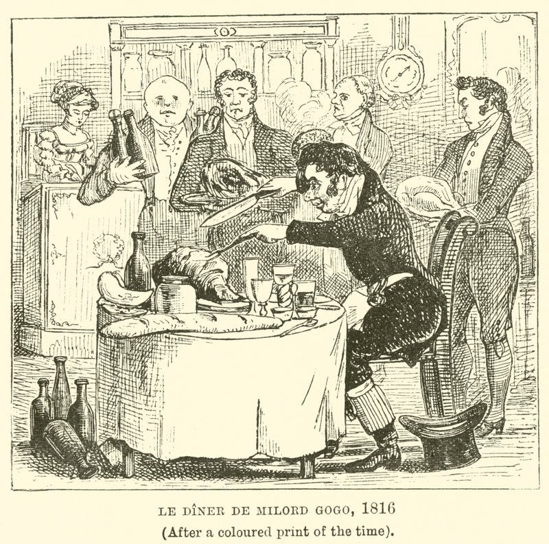 Le Diner de Milord Gogo, 1816, (Egy akkori színes nyomat után) alkotó: English School