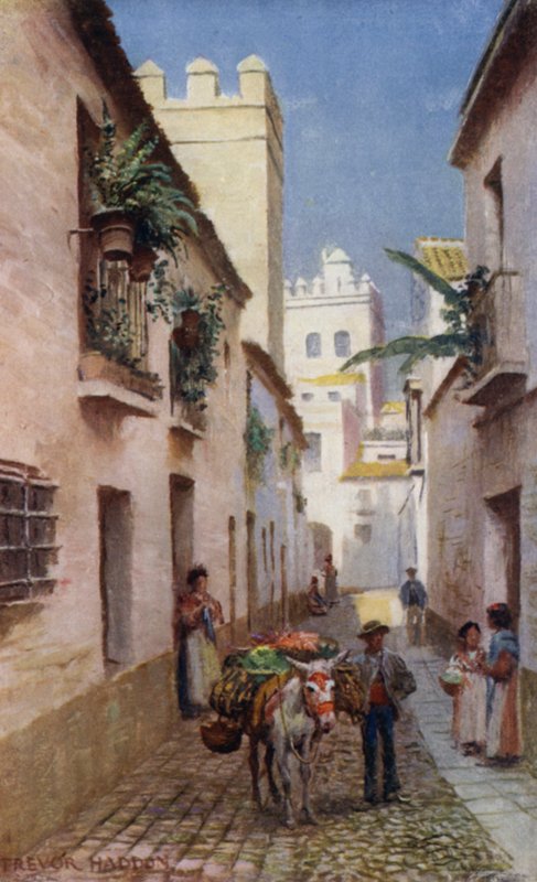 Sevilla, A Street (színes litho) alkotó: A. Trevor Haddon