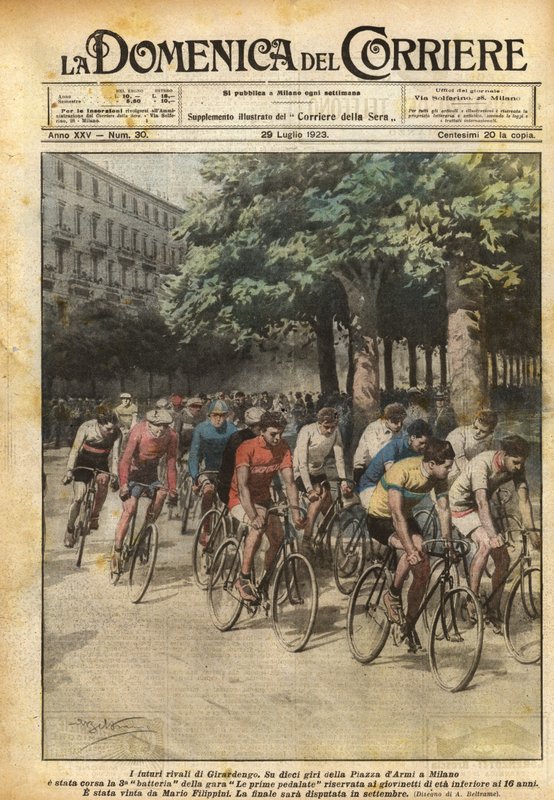 Girardengo leendő riválisai alkotó: Achille Beltrame