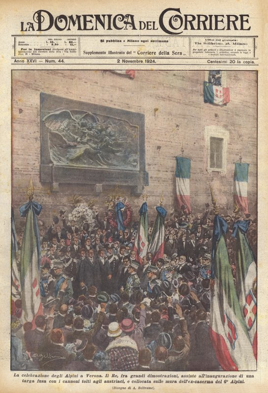 Az Alpini ünnepe Veronában alkotó: Achille Beltrame