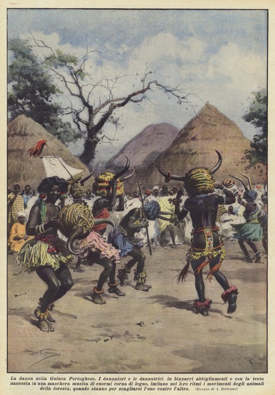 Tánc Portugál-Guineában alkotó: Achille Beltrame