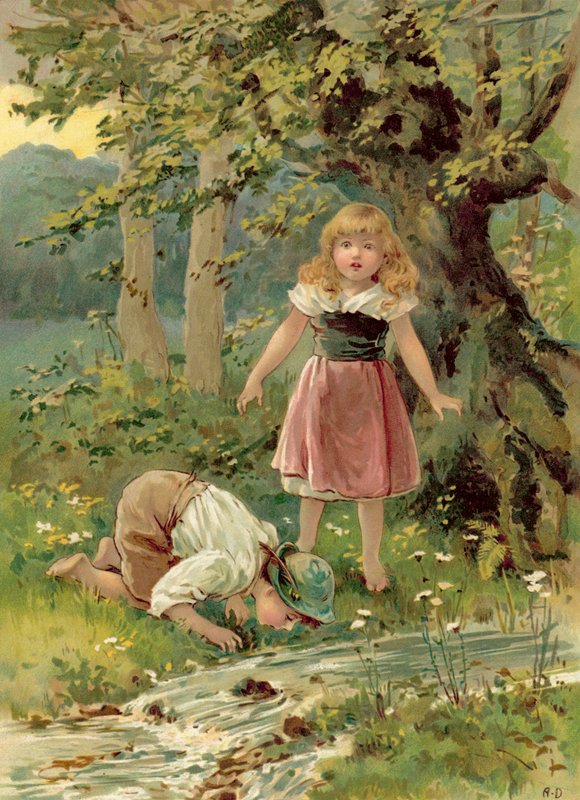 A testvér iszik a patakból (chromolitho) alkotó: Ada Dennis