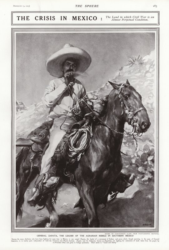 Zapata tábornok, a mexikói agrárlázadók vezetője, 1913 alkotó: Addison Thomas Millar