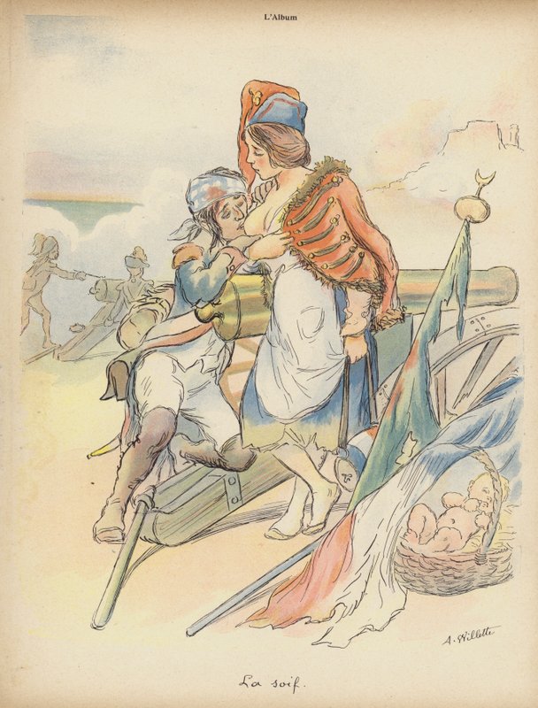 Szomjúság (színes litó) alkotó: Adolphe Leon Willette