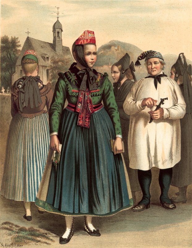 Német kosztüm, Chur-Hessen, Marburg környékén alkotó: Albert Kretschmer