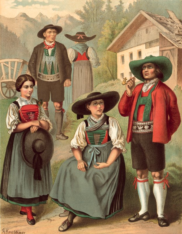 Német viselet, Tirol Sarnthal alkotó: Albert Kretschmer