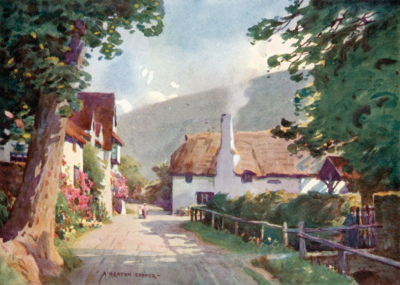 Luccombe Village (színes litó) alkotó: Alfred Heaton Cooper