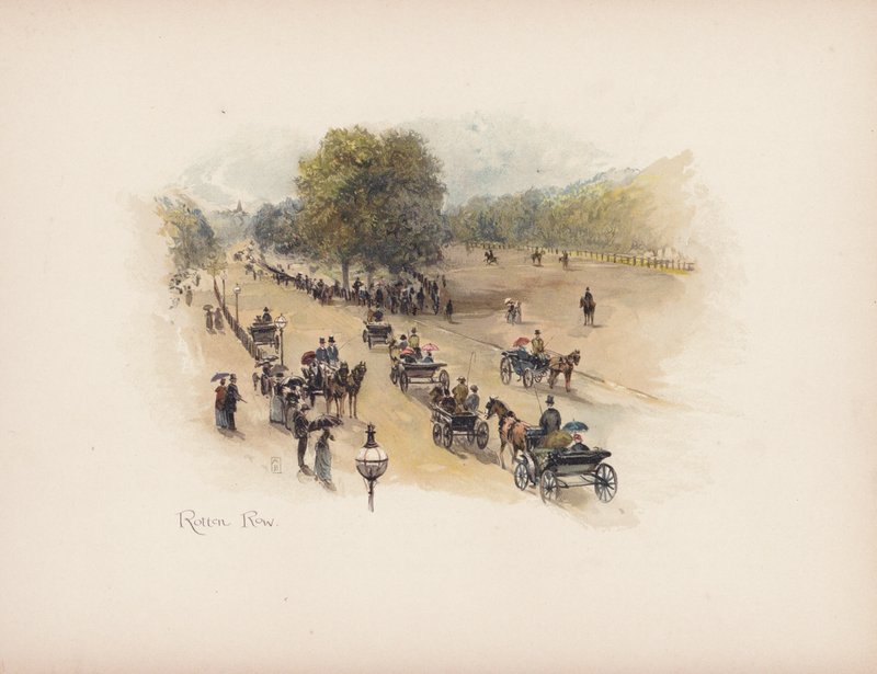 Ismerős London: Rotten Row (színes litográfia) alkotó: Allan F. Barraud