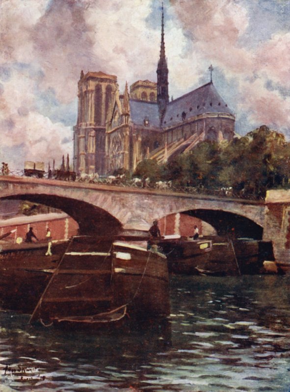 Párizs: Notre Dame katedrális (színes litó) alkotó: Allan Stewart
