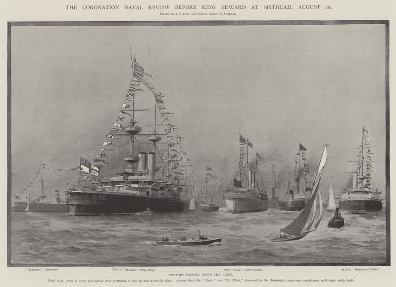 A Coronation Naval Review Edward király előtt Spitheadben, augusztus 16 alkotó: Alma Claude Burlton Cull