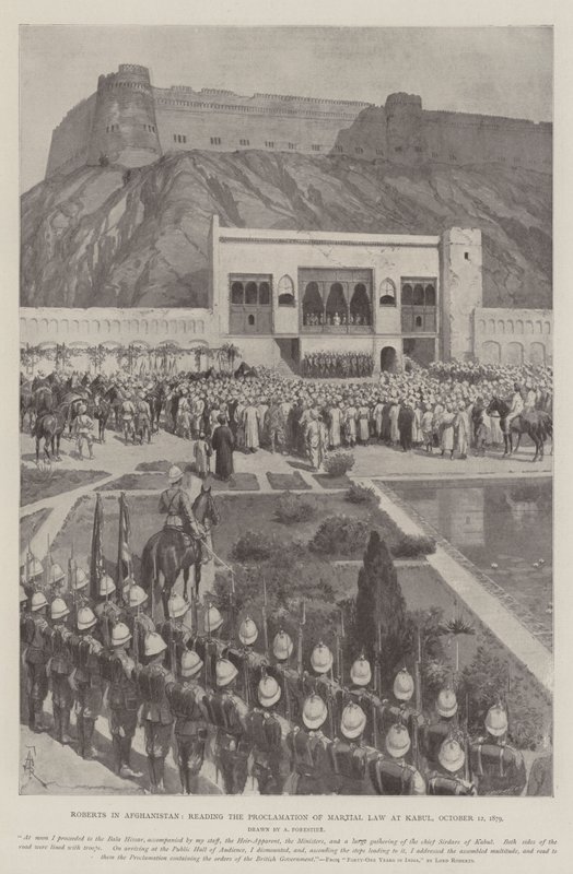 Roberts Afganisztánban, felolvassa a hadiállapot kihirdetését Kabulban, 1879. október 12-én alkotó: Amedee Forestier