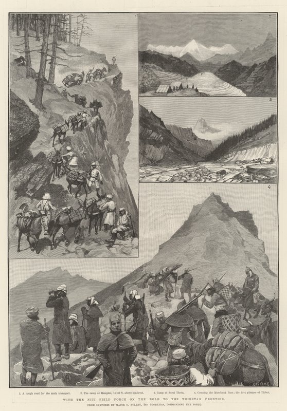 A Niti Field Force-vel a tibeti határ felé vezető úton alkotó: Amedee Forestier