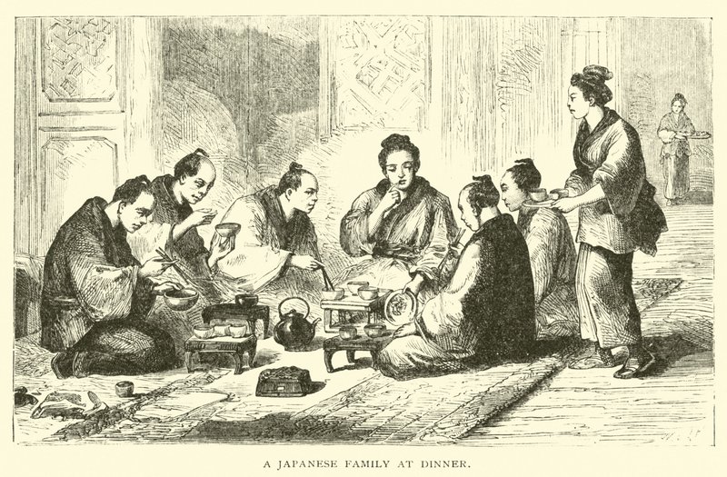 Egy japán család vacsoránál alkotó: American School