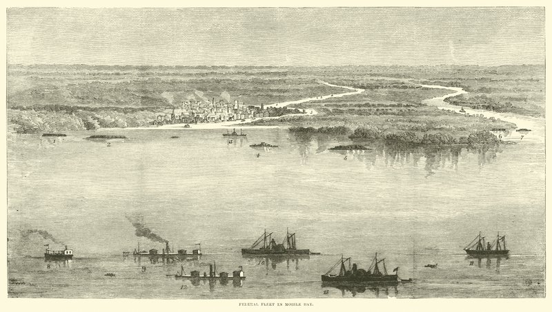 Szövetségi flotta Mobile Bay-ben, 1864. augusztus alkotó: American School