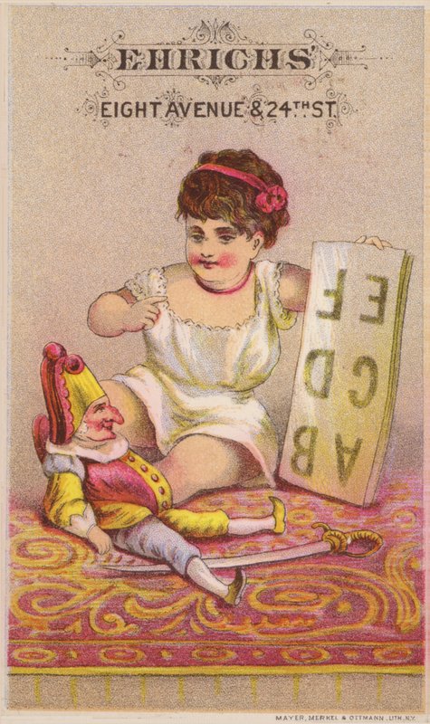 Mr. Punch ábécével és fiatal lánnyal alkotó: American School