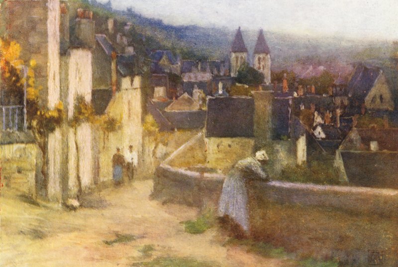 Chinon a várból (színes litográfia) alkotó: Amy B. Atkinson