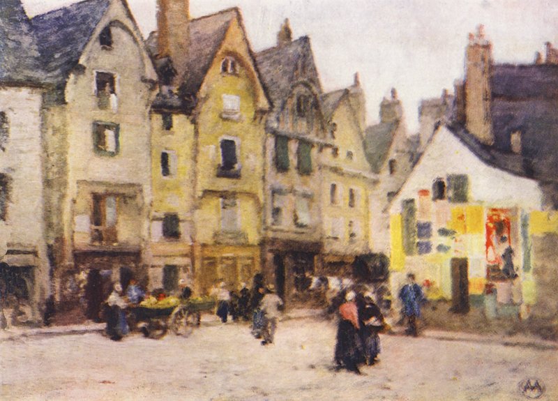 Place Plumereau, Tours (színes litográfia) alkotó: Amy B. Atkinson