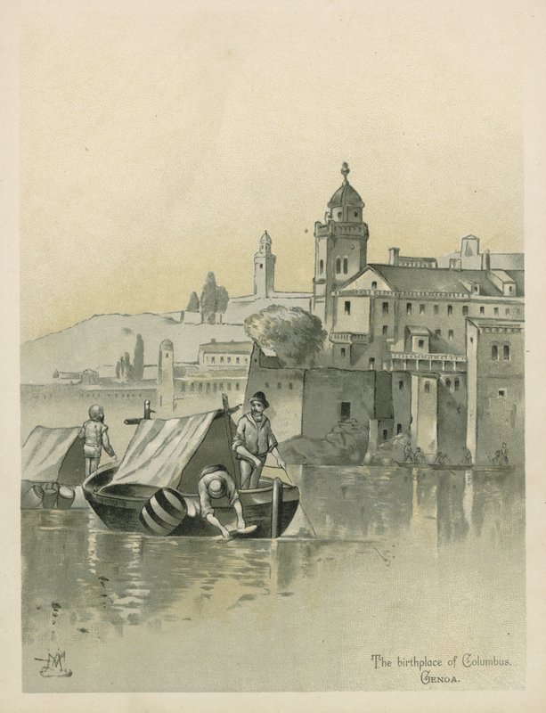 Genova, Kolumbusz Kristóf szülőhelye (chromolitho) alkotó: Andrew Melrose