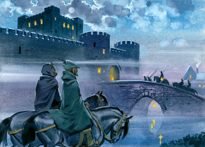 Robin Hood a nottinghami vár előtt alkotó: Angus McBride