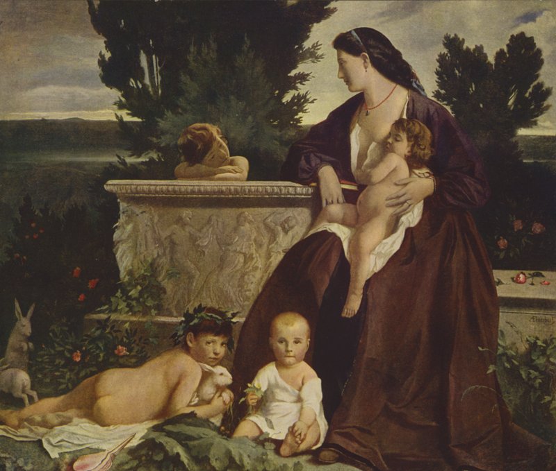 Anya boldogsága (olajfestmény) alkotó: Anselm Feuerbach