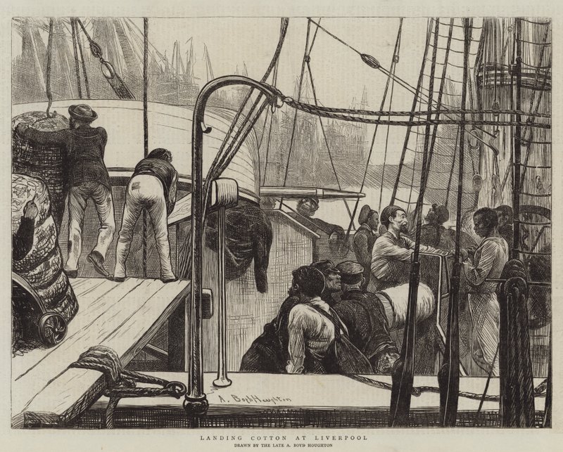 Cotton leszállása Liverpoolban alkotó: Arthur Boyd Houghton