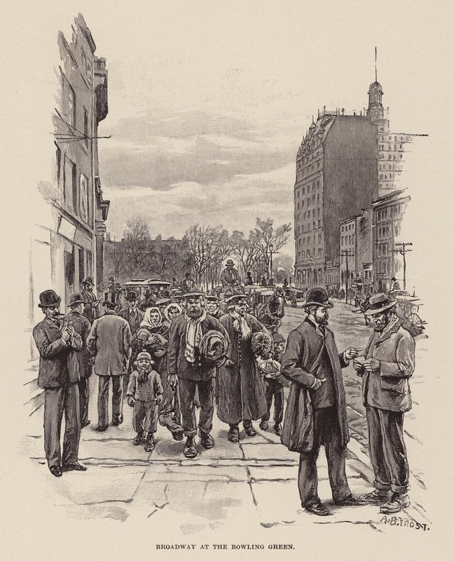 Broadway a Bowling Greenben (metszet) alkotó: Arthur Burdett Frost