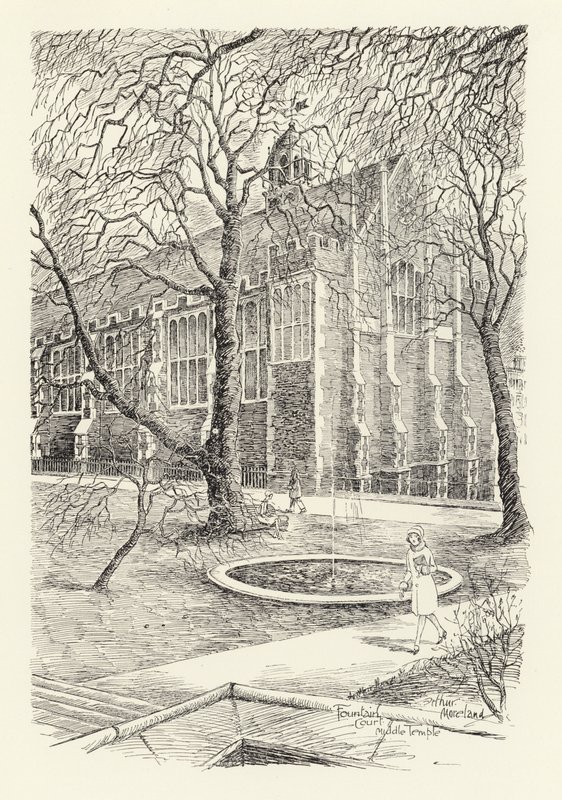 Fountain Court, Middle Temple (litográfia) alkotó: Arthur Moreland