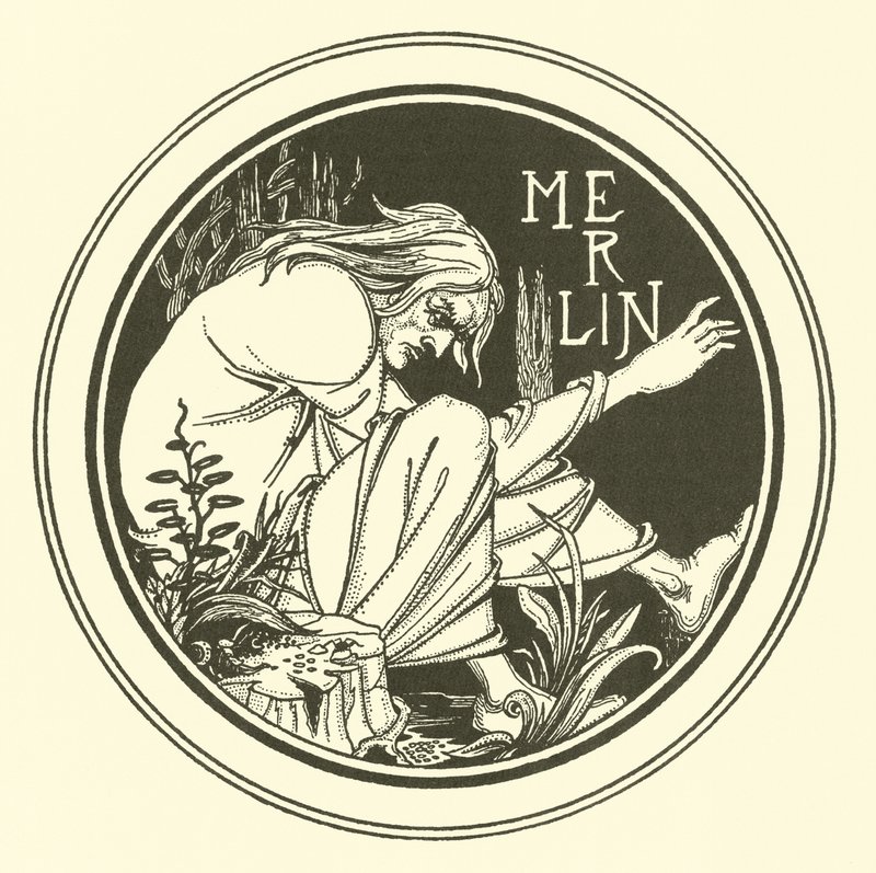 Merlin (litográfia) alkotó: Aubrey (after) Beardsley