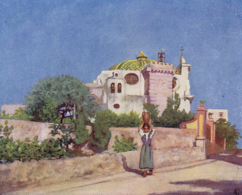 S Pietro templom, Ischia (színes litográfia) alkotó: Augustine Fitzgerald