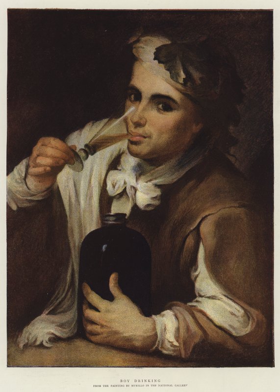 Fiú iszik (chromolitho) alkotó: Bartolomé Esteban Murillo