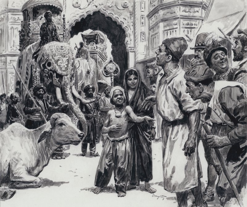 A felvonulás (gouache, papír) alkotó: C.L. Doughty