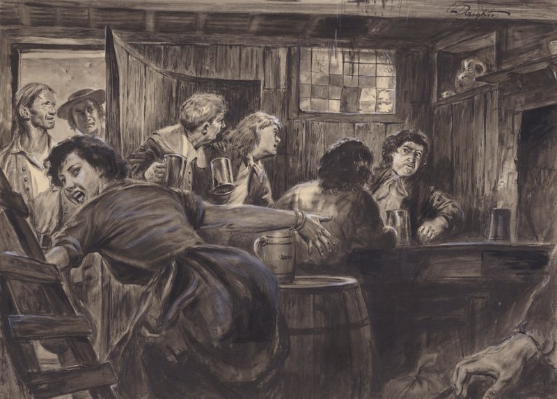 Azonosítatlan történelmi jelenet (gouache, papír) alkotó: C.L. Doughty