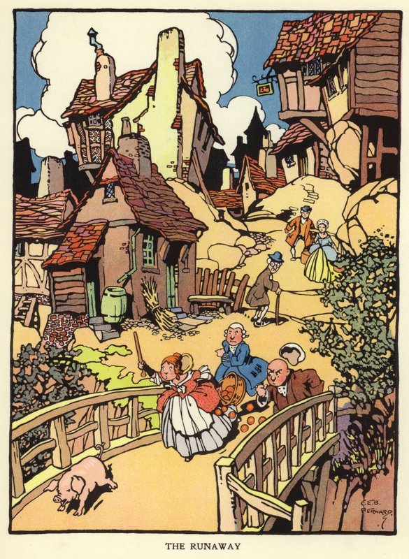 Szökött malac (színes litho) alkotó: C. E. B. Bernard
