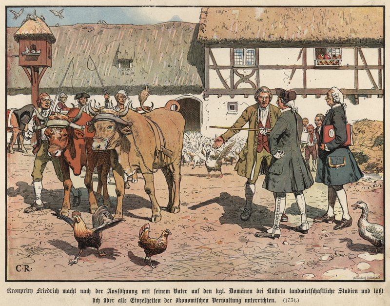 Frigyes porosz koronaherceg mezőgazdaságot tanul alkotó: Carl Röchling