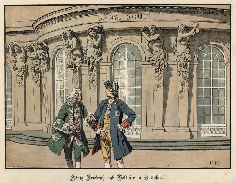 Nagy Frigyes és Voltaire Sanssouciban alkotó: Carl Röchling
