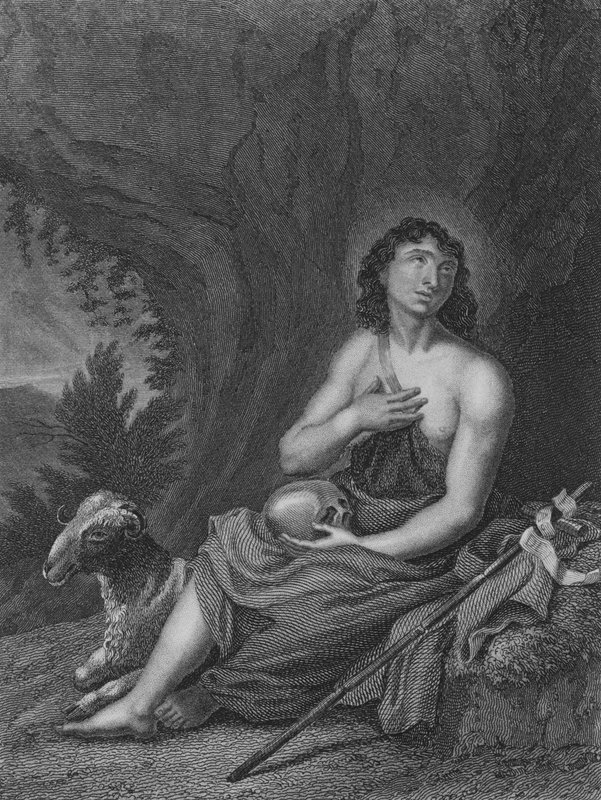Szent János a vadonban (metszet) alkotó: Carlo Cignani