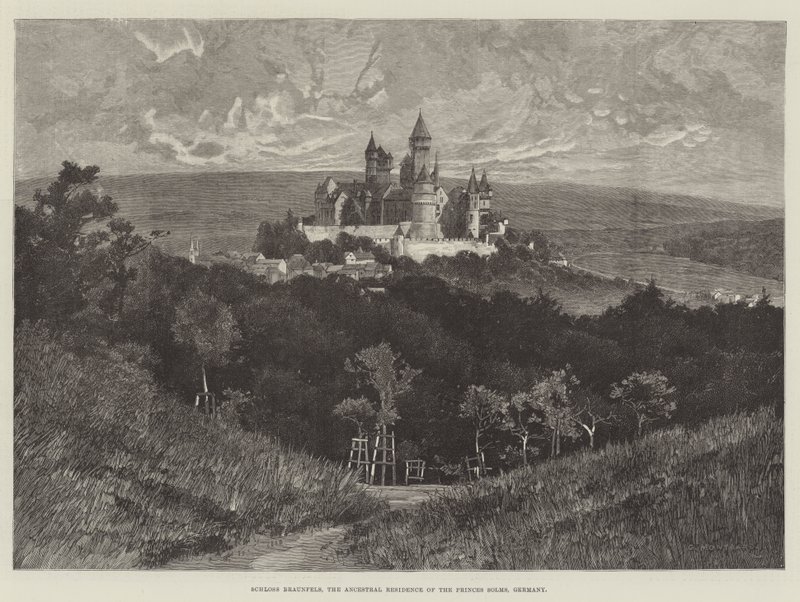 Schloss Braunfels, a Solms hercegek ősi rezidenciája, Németország alkotó: Charles Auguste Loye
