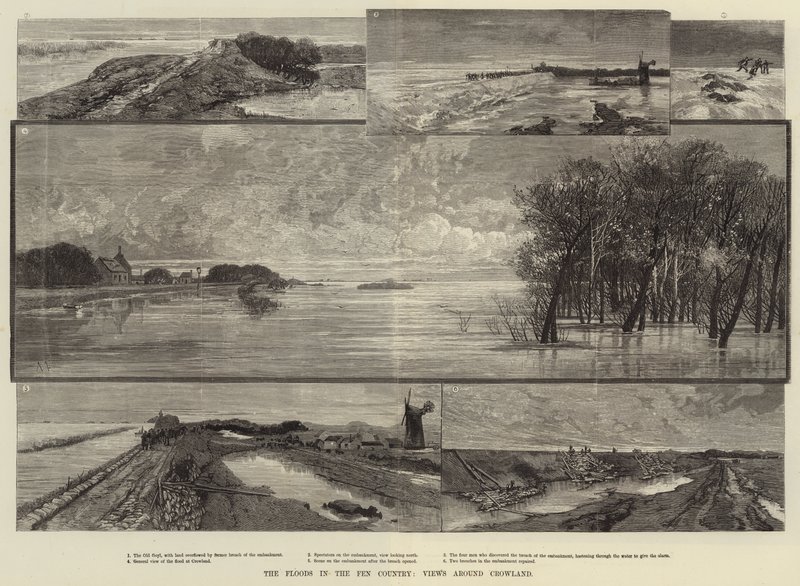 Az árvíz a Fen Countryban, kilátások Crowland körül alkotó: Charles Auguste Loye