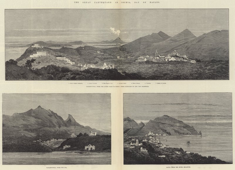 A nagy földrengés Ischia szigetén, a Nápolyi-öbölben alkotó: Charles Auguste Loye