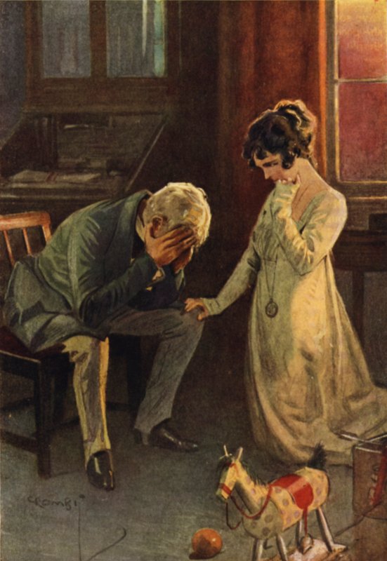 Az öreg Sedley bevallja Ameliának a dolgok valódi állását. alkotó: Charles Crombie