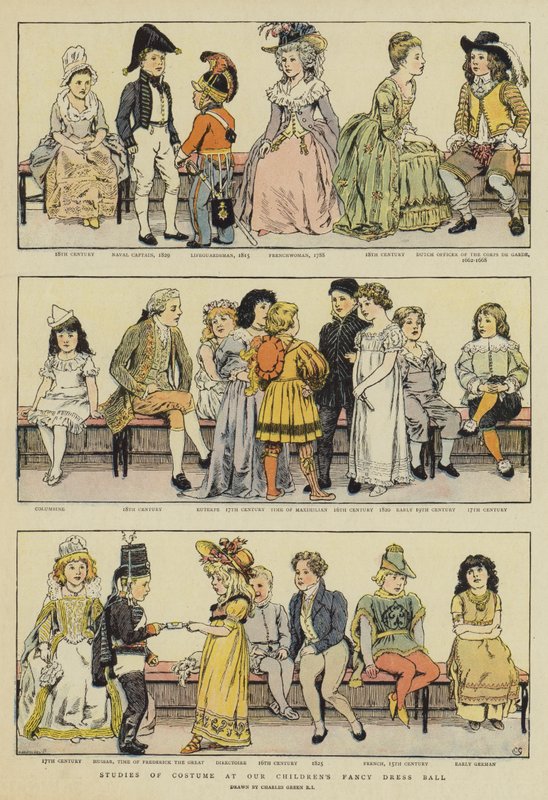 Jelmezes tanulmányok a gyermek jelmezbálon (chromolitho) alkotó: Charles Green