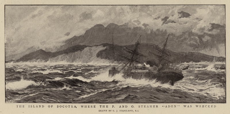 Socotra szigete, ahol a P és O Steamer Aden tönkrement alkotó: Charles J. Staniland