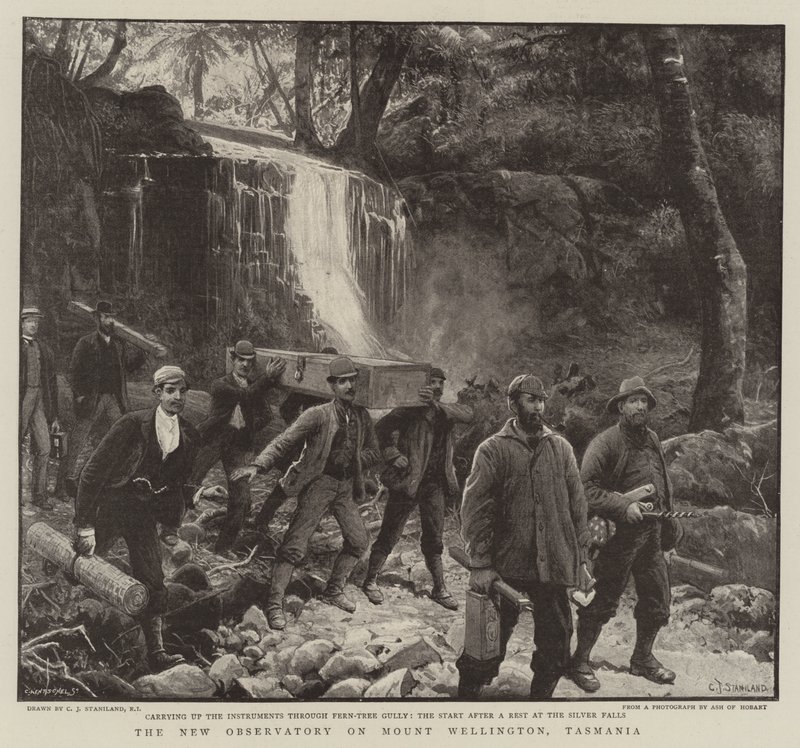 Az új csillagvizsgáló a Mount Wellingtonon, Tasmánia alkotó: Charles J. Staniland