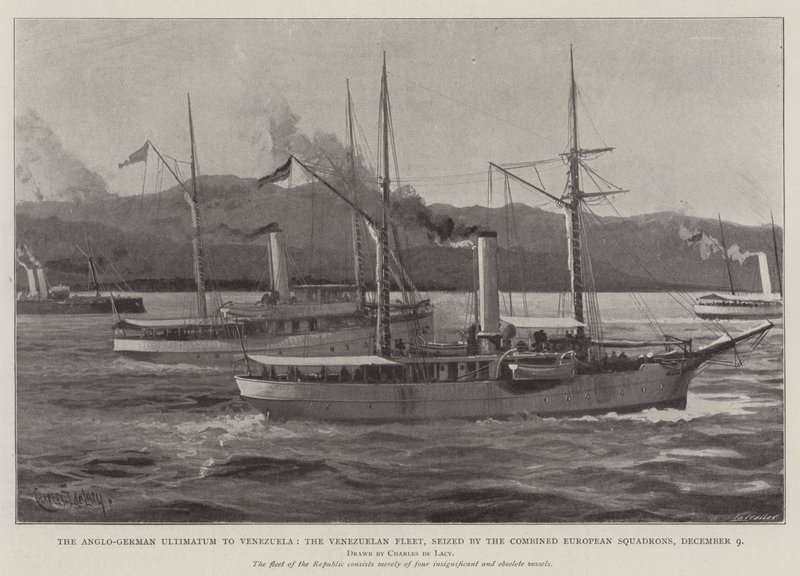 Az angol-német ultimátum Venezuelának, a venezuelai flotta, amelyet az egyesített európai századok foglaltak el, december 9. alkotó: Charles John de Lacy